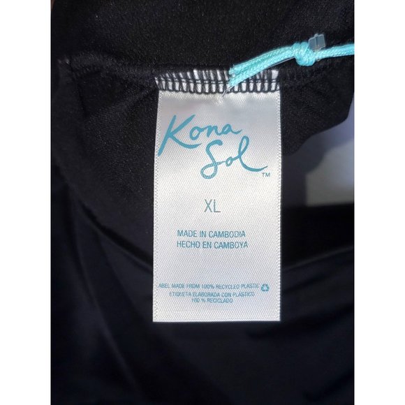 NWT Kona Sol Women's Black Asymmetrical Ruffle 1 Piece Swimsuit Size XL 1094 - Picture 10 of 11